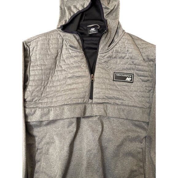 New Balance Mens Hooded Pullover Jacket Size S Gray Quilted Design 1/4 Zip Light - Picture 4 of 7